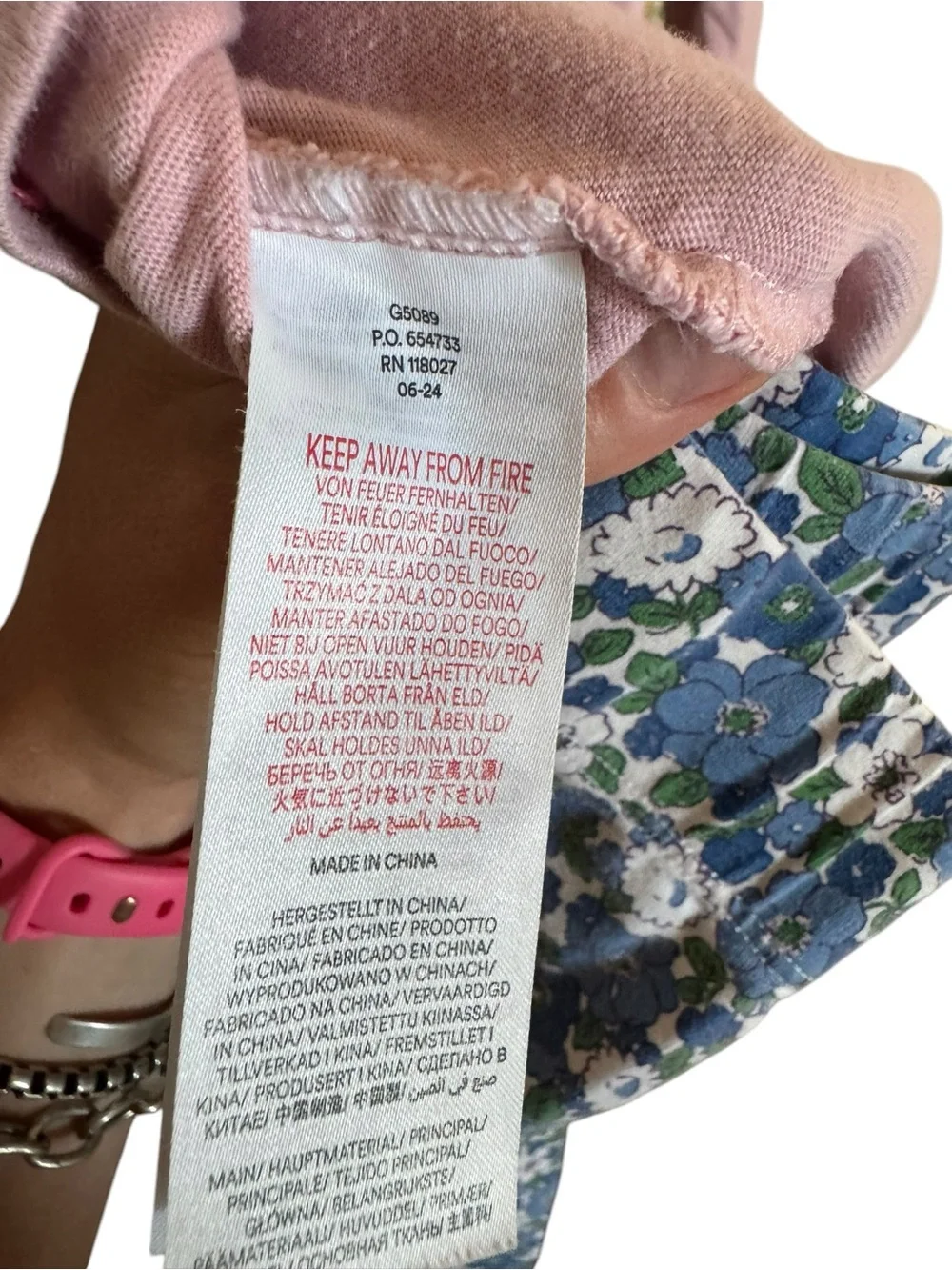 Mini Boden Girls Pink Rainbow & Cloud Long Sleeve Top with Flower Leggings